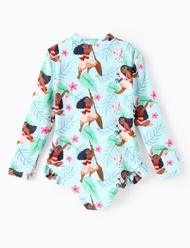 Image of Disney Frozen Stitch Princess Minnie Mouse Girls Swimsuit Long Sleeve Rashguard UPF 50 One Piece Bathing Suit Size 3M-13Y