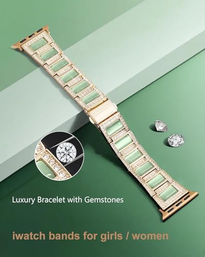 Image of Zitel Bling Rhinestone Metal Band Compatible with Apple Watch Straps for Women Girls Sparkling Shiny Wristbands