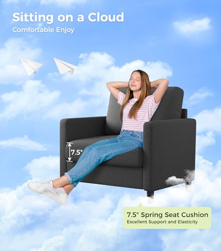 Image of Welzona Sofa Accent Chair, 33 inch Reading Chair, Comfy Teddy Arm Chairs