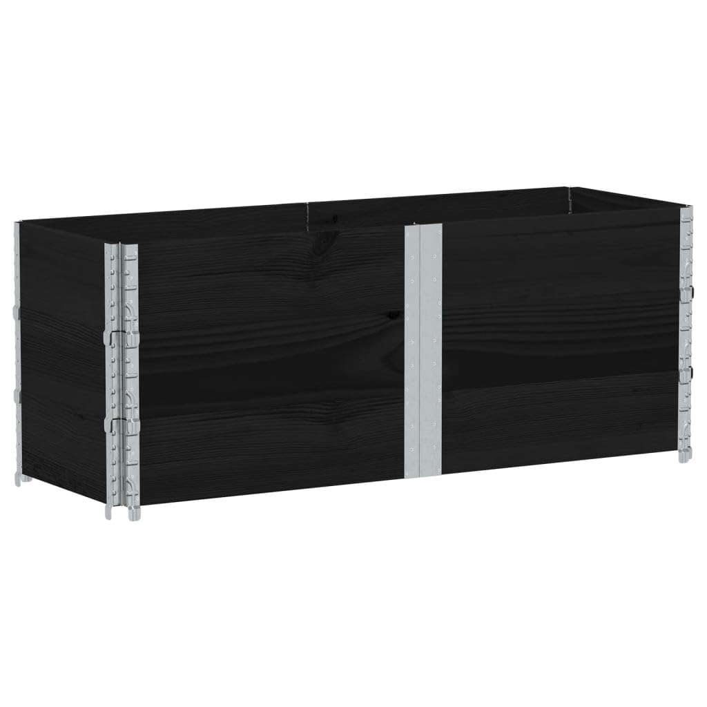 Generisch Paletten - Aufsatzrahmen 3 STK. Schwarz 150x50 Massivholz Kiefer 28.8kg