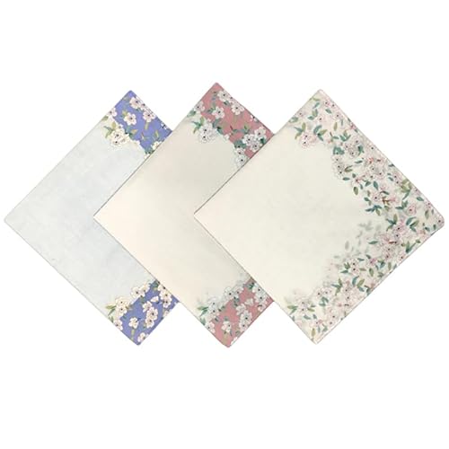 PACKOVE Pañuelos De Algodón Para Mujer 3 Piezas Pañuelos Cuadrados Suaves Absorbentes De Sudor Toallas De Mano Para Uso Diario Y Regalos