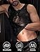 SEAUR Men's Lace Tank Top Sleeveless Sexy Sheer T Shirt Crew Neck Vest Floral See Through Nightclub Party Undershirt Black