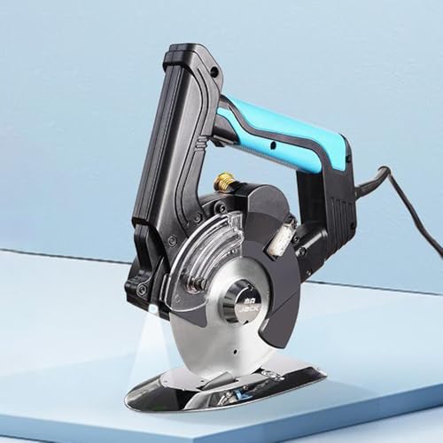LeTkingok Cortadora Circular Eléctrica de 220V con Servomotor Sin Escobillas y Accionamiento Directo, Máquina Cortadora de Tela de Bajo Consumo con Luz y Velocidad Ajustable (11CM)