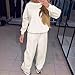 2 Piece Outfits for Women Fall Winter Fashion Oversized Rhinestone Sweaters Pullover Top Cozy Wide Leg Pants Knit Sets White