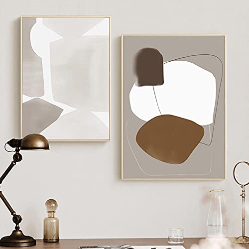 Peinture abstraite beige pour un salon bohème chic et moderne