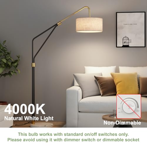 hansang A19 LED Light Bulbs, 60W Equivalent, 4000K Natural White LED Bulb with E26 Standard Base, Efficient 9W, Non-Dimmable, 800 Lumens, 120V, CRI 85, Eye-Friendly for Bedroom Living Room, 6 Pack — view 3