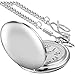 Realpoo Men's Quartz Pocket Watch, Silver, Arabic Numerals, White Dial, Stainless Steel, PK120115-sliver