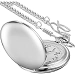 Men's Quartz Pocket Watch, Silver, Arabic Numerals, White Dial, Stainless Steel, PK120115-sliver - Image 2