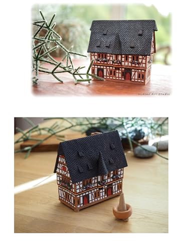 Midene Ceramic Art Cone Incense Holder Room Decoration Handcrafted Collectible Miniature Town Hall in Schotten, Germany R232