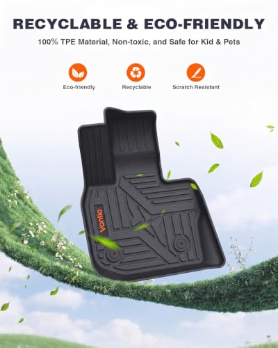 Image of Floor Mats for 2018-2024 BMW X3, Custom Fit All Weather TPE Floor Liners with Rear Cargo Mat, Waterproof, Anti-Slip, Full Coverage Interior Protection