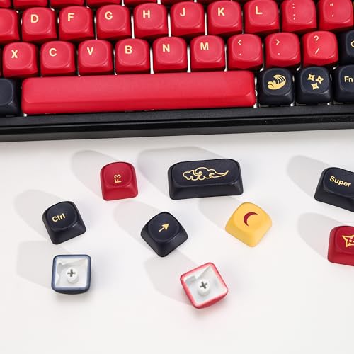 Image of KBDiy Red Samurai Keycaps 60 Percent KOA Profile,Five Sides Dye-Sublimation PBT Retro Custom Keyboard Keycap,131 Keys Cap Set for Cherry Gateron MX Switches Mechanical Keyboards