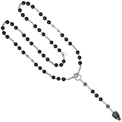 Preisvergleich Produktbild Jobo Damen-Halskette Edelstahl mit Onyx und Swarovski® Elements 66 cm