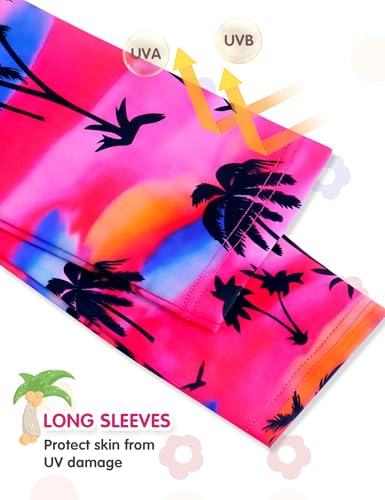 Image of Girls Rash Guard Swimsuit Two Piece Long Sleeve Bathing Suits