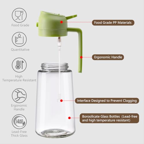 Image of SWEET VIEW Olive Oil Spray Bottle, 470ml 2 In 1 Glass Oil Dispenser /Pour & Sprayr Bottle, Kitchen Accessories, Kitchen Gadgets for Air Fryer, Salad, BBQ(Black) (Green,white)