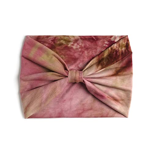 Image of XFYT Super Soft Tie-Dye Yoga Boho Chic Hair Bands | Stylish Stretch Smart Elegant Head Band for Women Girls Workout Sports Fitness Gym (Earthy Rose)