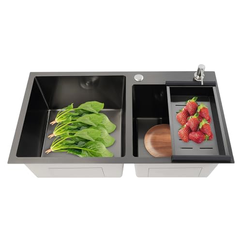 Kaichenyt FJHGHH8 Doppelspülbecken Edelstahl 78x43x22cm