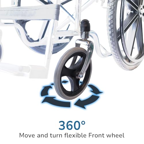 Image of EverActiv Economy Plus - Chrome Finish | Wheel chairs for old People with Safety Belt | Sturdy frame and Easy folding Mechanism