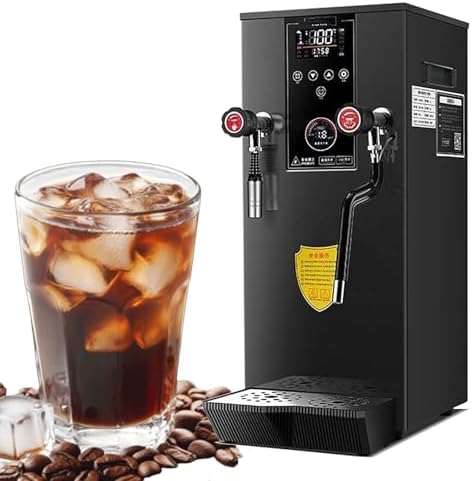 12L Commercial Milk Frother - 2500W Automatic Electric Steam Boiler with 5 Temp Settings, LED Display & 360° Wand for Perfect Coffee & Tea Foam (Black) (Black B)