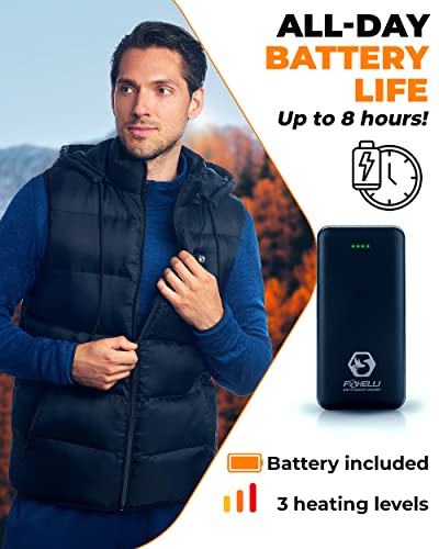 Foxelli Men's Heated Vest - Lightweight Usb Rechargeable Heated Vest For Men With Battery Included Black #TOP2