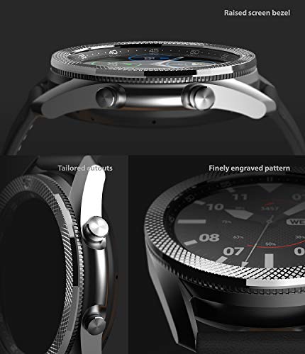 Image of Ringke Bezel Styling for Galaxy Watch 3 45mm Bezel Ring Adhesive Cover Anti Scratch Stainless Steel Protection for Galaxy Watch 3 45mm Accessory - Knurled Silver [45-42]