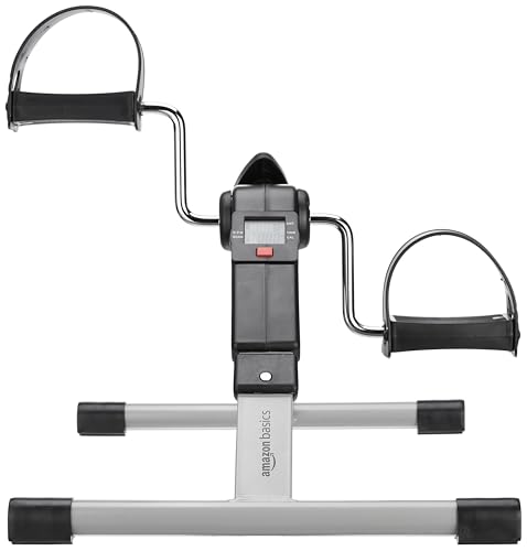Image of Amazon Basics Mini Bike Digital Pedal Exerciser | Mini Cycle for Home Workout I Heavy Material with Fixing Strap, Adjustable Resistance & LCD Display | Versatile Workout Equipment | Black and Grey