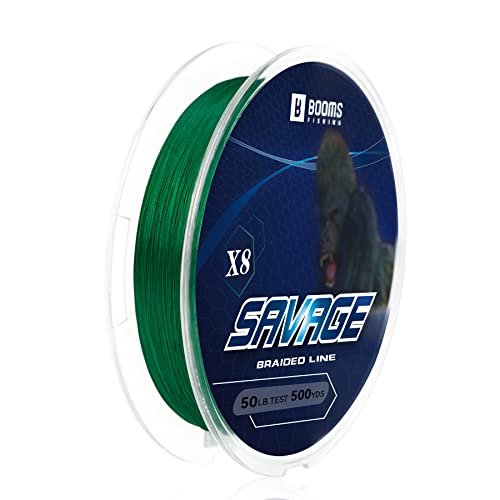 Booms Fishing Bg1 Savage Braided Fishing Line, 8 Strands Braided Lines, Abrasion Resistant Pe Lines,Zero Stretch And Ultra Sensitive, 30Lb(0.23Mm)-500Yds #TOP23