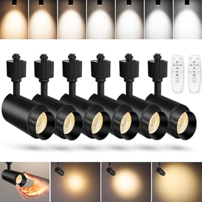 ?2024 Upgraded?10 Color Zoomable Track Light Head Dimmable H Track Lighting Remote Control Bright Ceiling Spotlight Fixtures for Kitchen Dining Room 2700K-6500K 15°~60° CRI90 12W 1100lm Black 6 Pack