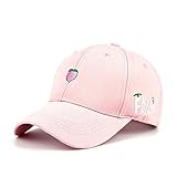 HEARTISIAN Creative Fresh Fruit Embroidery Baseball Cap Adjustable Dad Hat Cotton Headwear (Peach)
