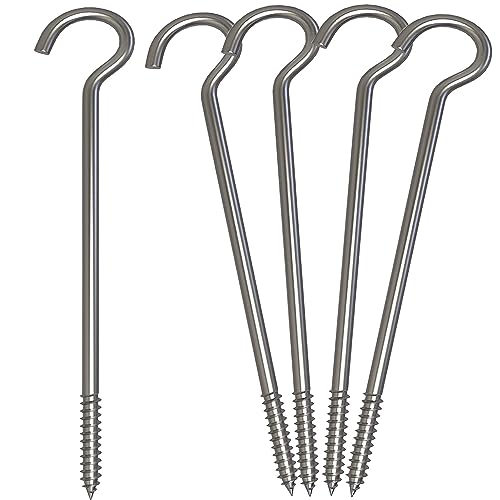 5 Pack Screw Tent Stakes Metal Tent Pegs 12 inch Heavy Duty Tent Pegs Galvanized Strong Tent Stakes Steel Stakes for Outdoor Camping Canopy Tarp Sand Ground Garden Wedding and Christmas Decorations
