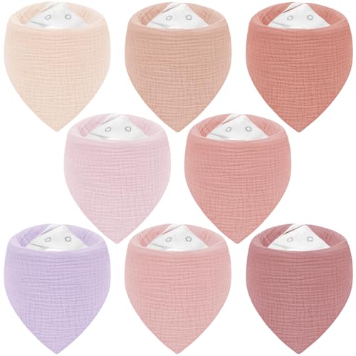 Yukkidds Lot de 8 Bavoirs Bébé Bandana – Mousseline Douce, Très Absorbante et Lavable –...