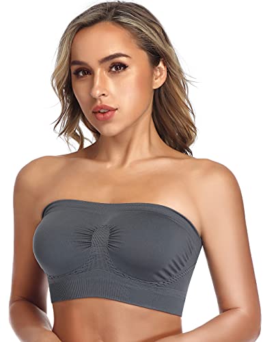 Image of Strapless Comfort Wireless Bra with Slip Silicone Bandeau Bralette Tube Top