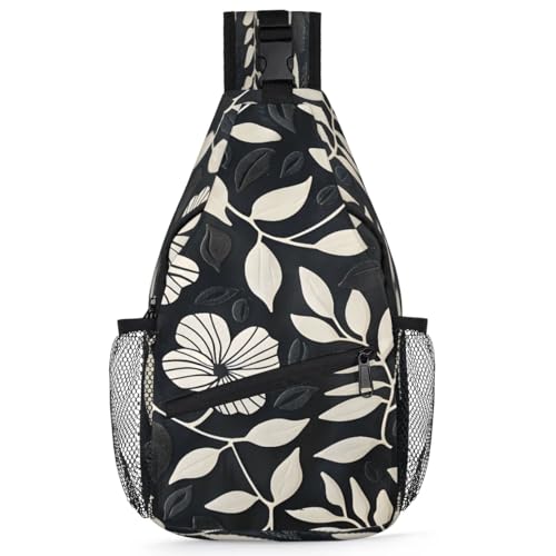 Bolso Sling Unisex con Estampado de Hojas y Flores