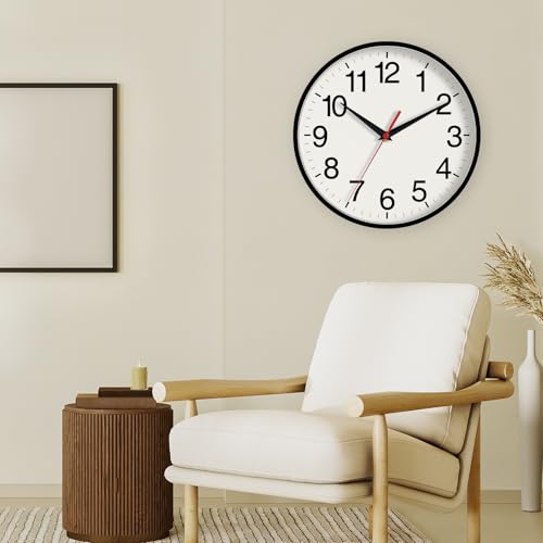 Image of DAXSMY 16 Inch Wall Clock, Large Wall Clocks Battery Operated, Big Silent Non-Ticking Analog Clock Decorative for Living Room, Office, Kitchen, Outdoor,Classroom, Bedroom, Bathroom, School(Black)