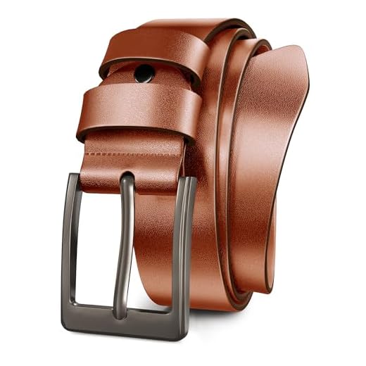 Papaanils Cinto preto masculino casual, cintos de couro genuíno para homens, cinto de golfe, cinto de couro de flor integral 3,8 cm de largura, Cinto cinza com fivela marrom, waist size 34-37"