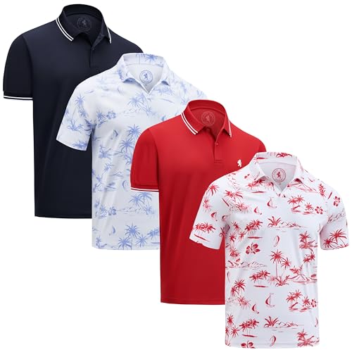 Albert Morris Mens Short Sleeve Polo Shirts Regular Fit Moisture Wicking Performance Polyester 4-Pack product thumbnail 11