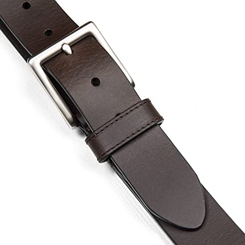 Image of Nautica Men's Casual Leather Belt | Everyday | Classic | Pants | Jeans | Khakis | Chinos | Metal Buckle