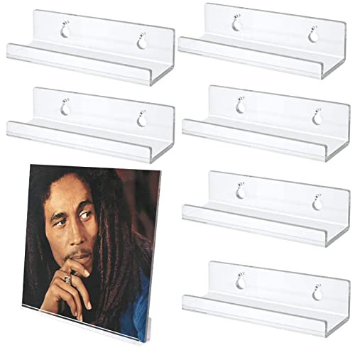 Estante para discos de vinilo montado en la pared, pantalla de pared de disco de vinilo de 4 pulgadas, acrílico 6 unidades invisibles CDd vinilo estantes flotantes, soporte de oficina diario muestra