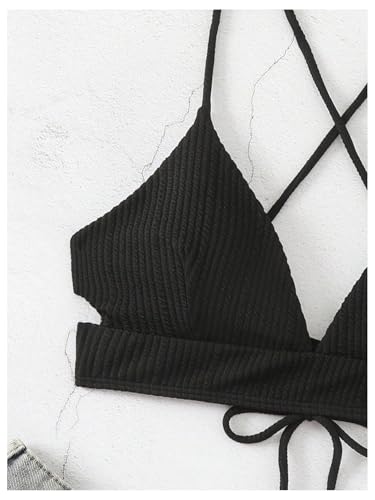 SOLY HUX Women's Criss Cross Back Bathing Suits Top Push Up Bikini Swimsuit Tops Only4