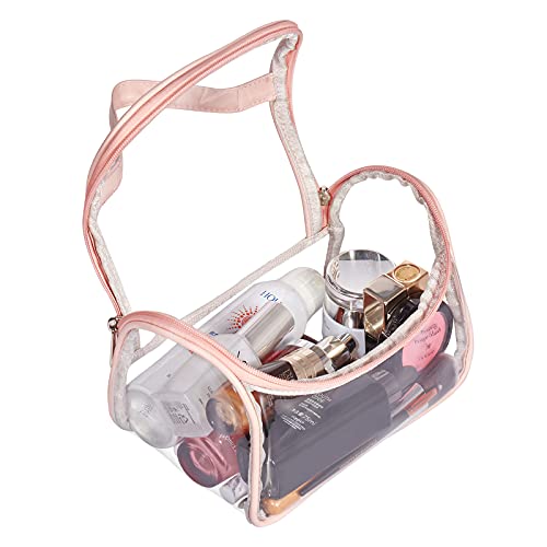Haoguagua Heavy Duty Clear Cosmetic Bag Waterproof Transparent Travel Makeup Toiletry Organizer Bag (Pink) #TOP5