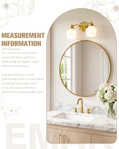 Image of Emak Brushed Gold Bathroom Light Fixture, Vintage Wall Sconce, Vanity Light
