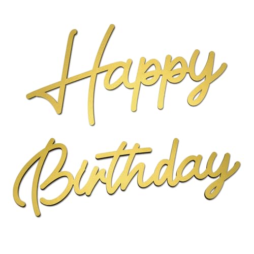 GYFCI Happy Birthday Wooden Sign - Reusable Letters Happy Birthday sign for Arch Backdrop Wall Decor Photo Prop for Girls Boys Kids & Adults Birthday Party Decorations - Champagne Gold