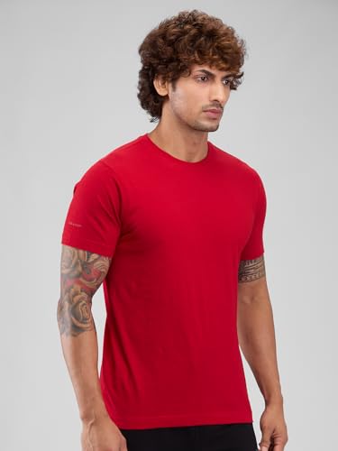 Image of Park Avenue Men Regular Fit Solid Pattern Pure Cotton Round Neck T-Shirt