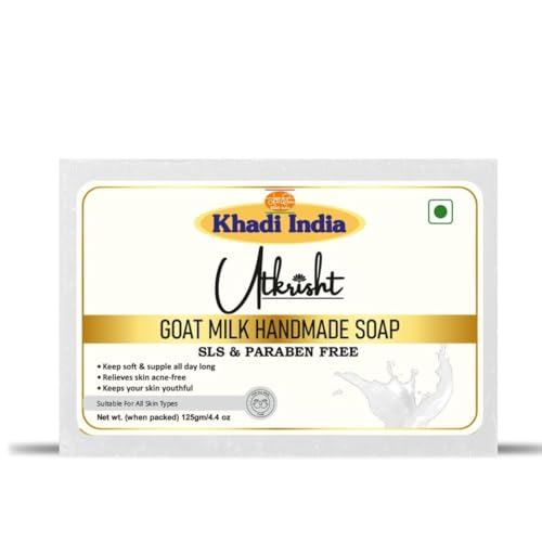 Image of Khadi Goat Milk Handmade Bathing Soap Bar 125g | Natural & Herbal | Glowing & Brightening Skin | Deep Cleansing & Nourishing | For Dead Skin Cells | All Skin Types | Men & Women