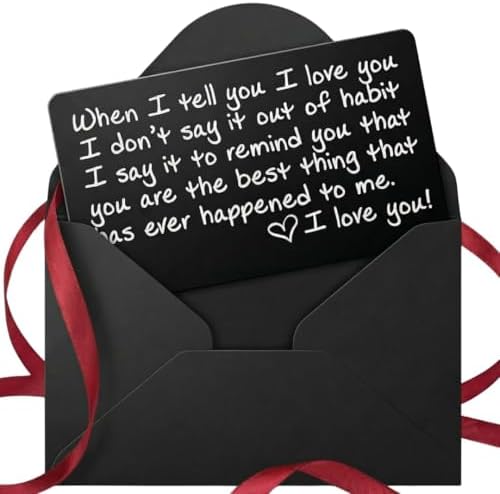 Metal Wallet Card - I Love You Gift for Husband, Boyfriend - Lase...