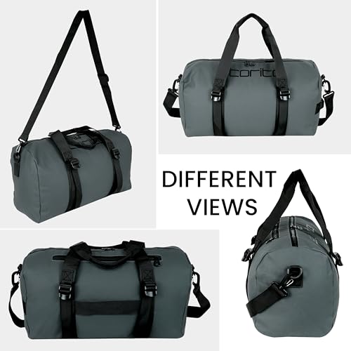 Image of Storite Nylon 43 Cm Imported Multi Purpose Travel Duffle Bag for Women with Dry and Wet Pocket, Lightweight Waterproof Backpack Carry Luggage Bag (Grey, 43x24x20cm)