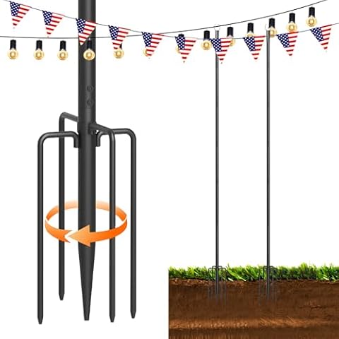 String Light Poles for Outside String Lights，Metal Light Poles for Outside to Hang, Backyard Poles for Garden, Patio, Wedding String Lights (2x9FT) Cover