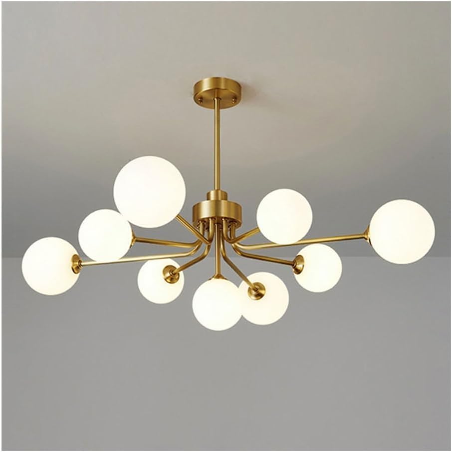 Luminaire suspendu LED style mid-century et lustre laiton réglable