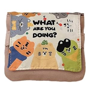 ZEPFJHE Cartoon Katzen Make-up Tasche Rosa/Beige