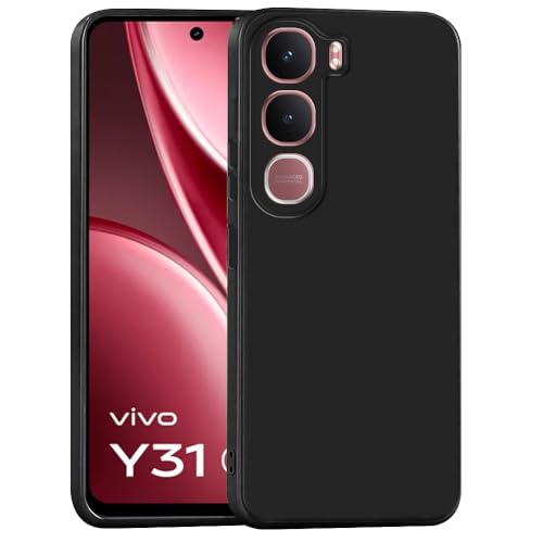 Image of Back Cover for Vivo Y31 5G | Full Camera Protection | Premium Liquid Silicon Case | Flexible Bumper Case for Vivo Y31 5G (Black)