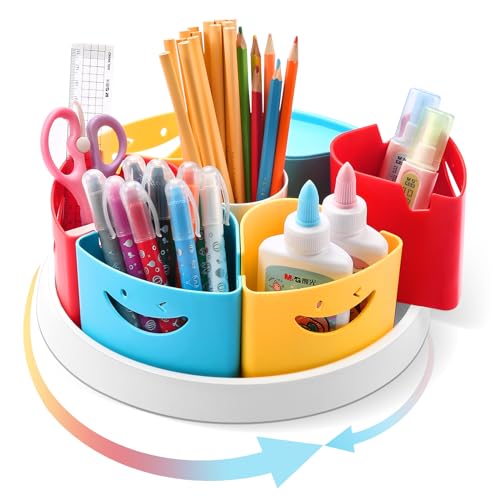 Art Supply Storage Organizer – 360 Degree Rotating Desk Organizer for Classroom and Home School Supplies